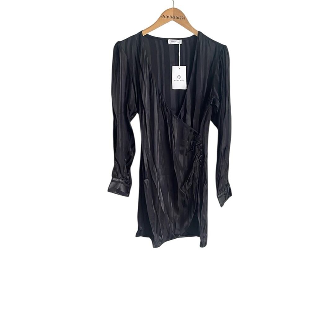 Anine Bing Penelope Dress Black Tonal Stripe - Picture 2 of 16